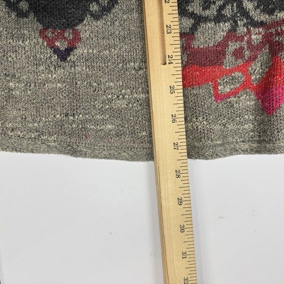 J Jill Open Front Cardigan High Low Grey Boho Aztec Cotton Knit Medium - Picture 7 of 7